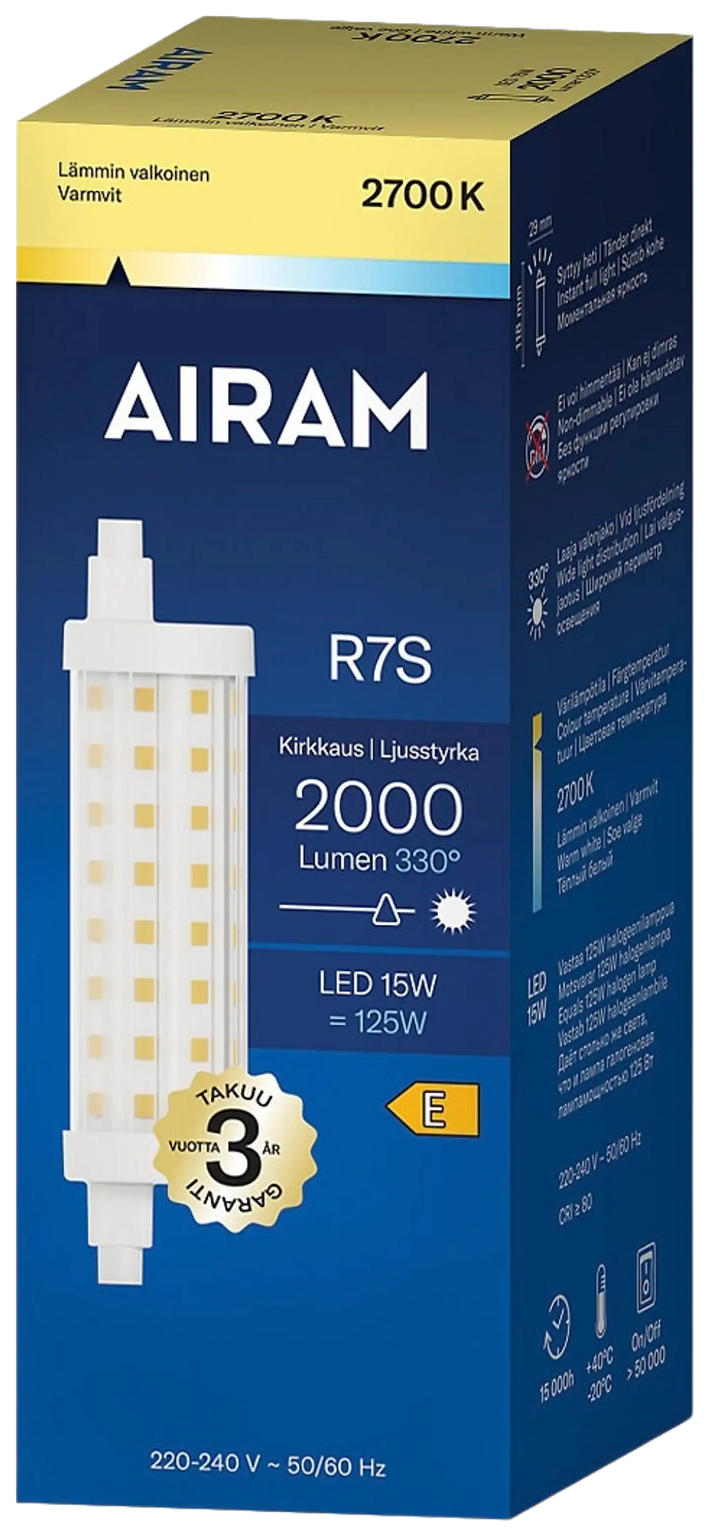 Airam LED lineaar R7s 2700K 2000lm 118mm - 2
