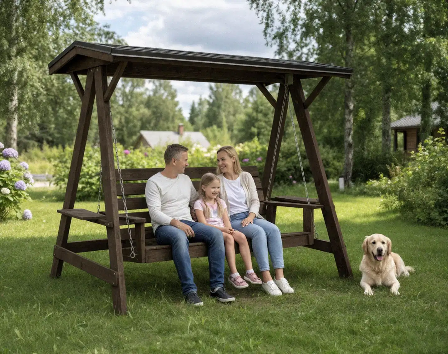 Pihakeinu kiinteällä katoksella, tummanharmaa, 180x235x205cm - 4