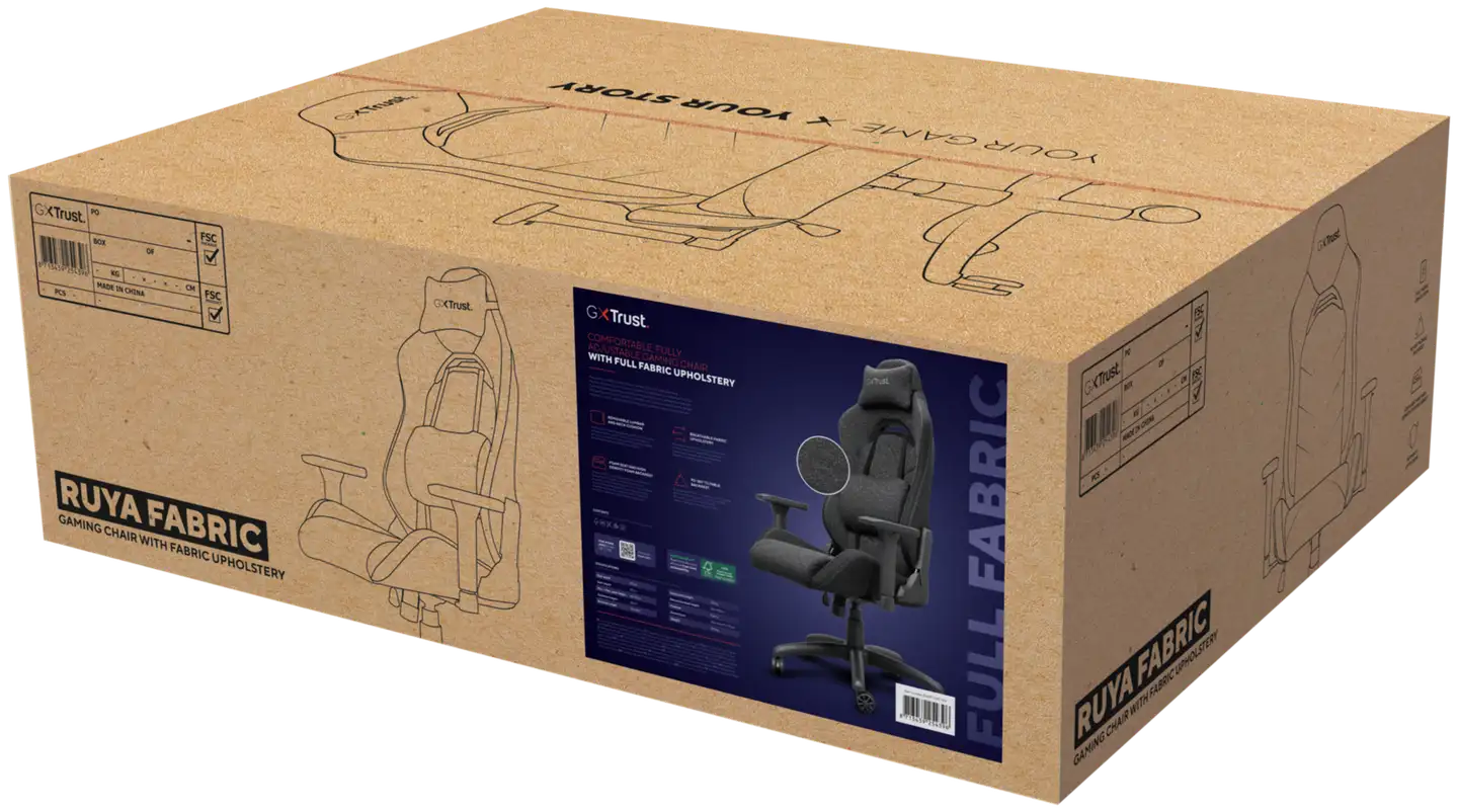 Trust Kangaspäällysteinen pelituoli GXT 723 Ruya harmaa - 7