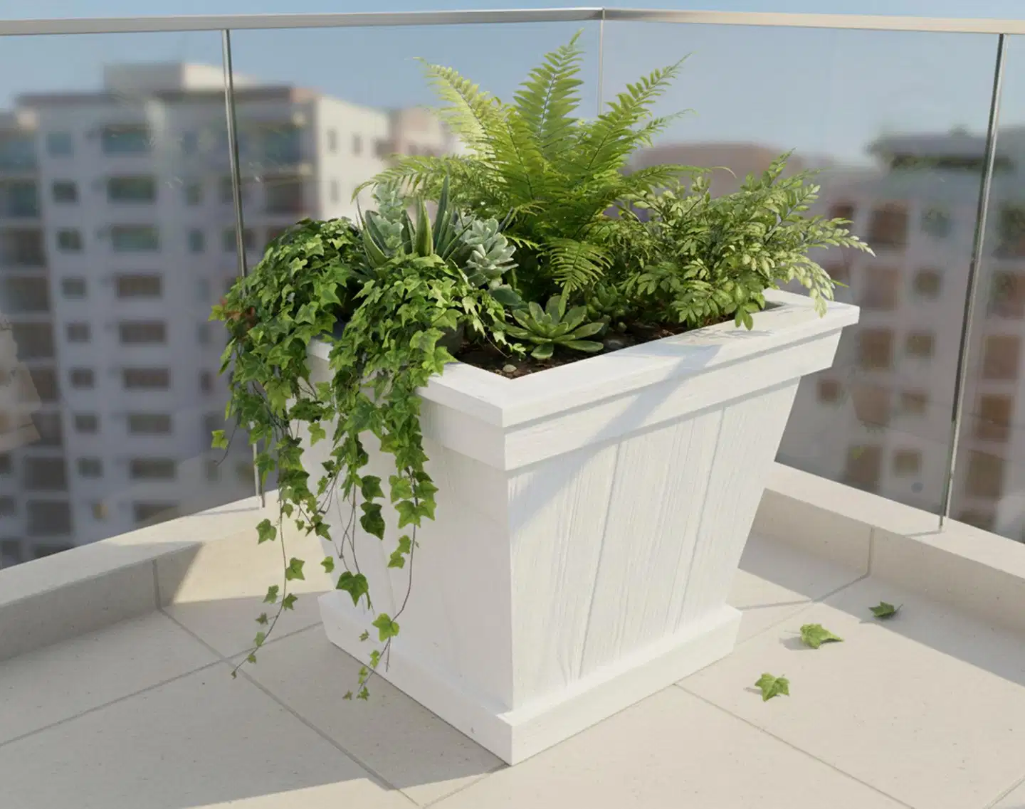 Miljöörakennus kartioruukku 40x40x40cm valkoinen - 4