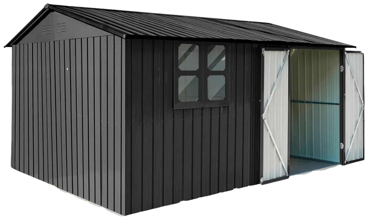 Fornorth pihavarasto ikkunalla 375x286x162cm, musta - 1