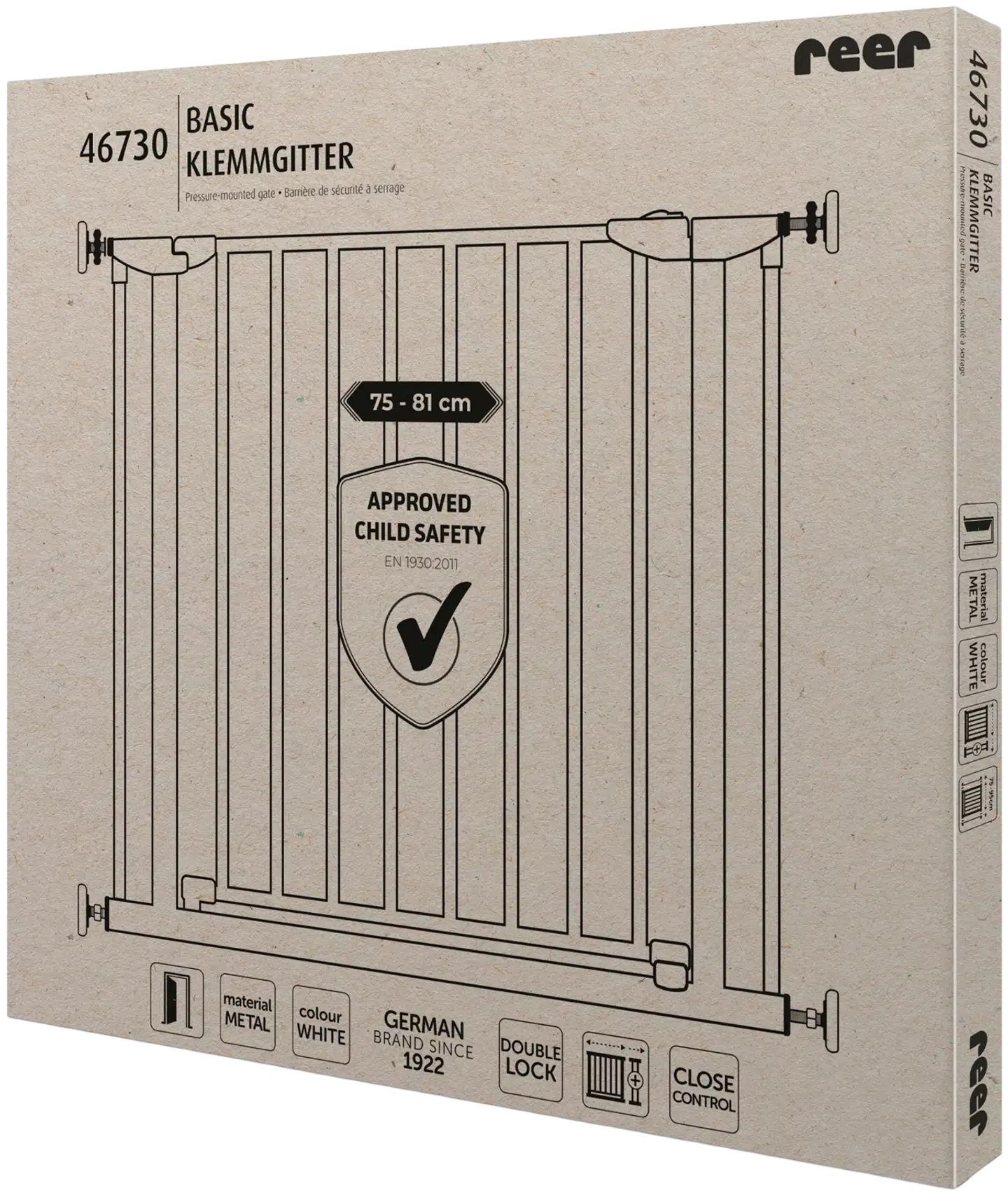 Reer turvaportti pingotettava, ruuviton kiinnitys, 74 – 80,7cm, valkoinen - 3