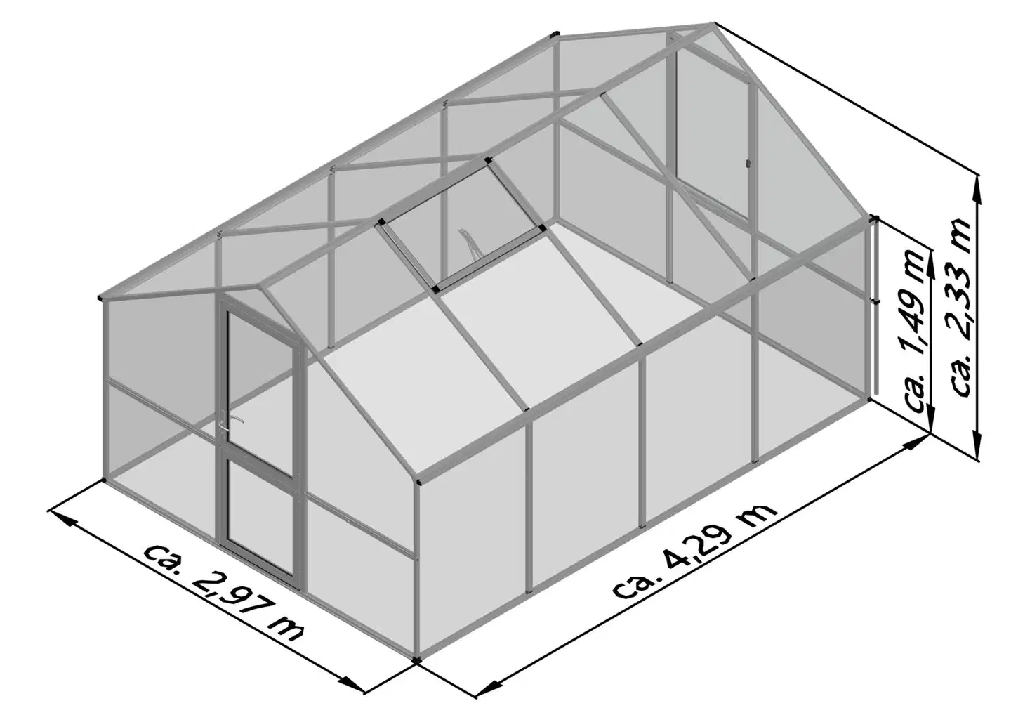 Kreative Gartentechnik kasvihuone Orchidee IV 12,74 m2 antrasiitinharmaa - 2