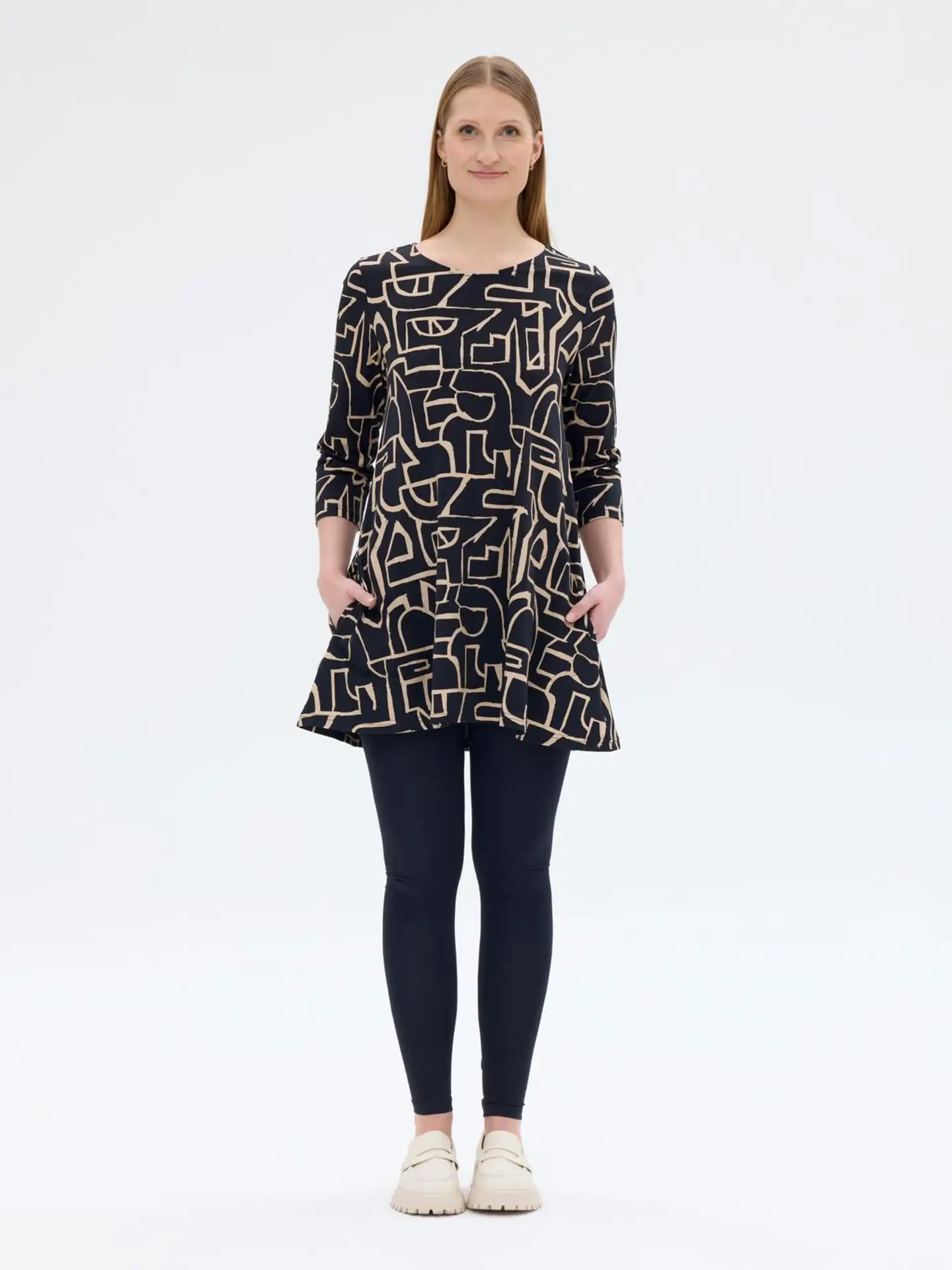 RATIA® N.trikootunika Pisara Kartta - Musta/hiekka - 3