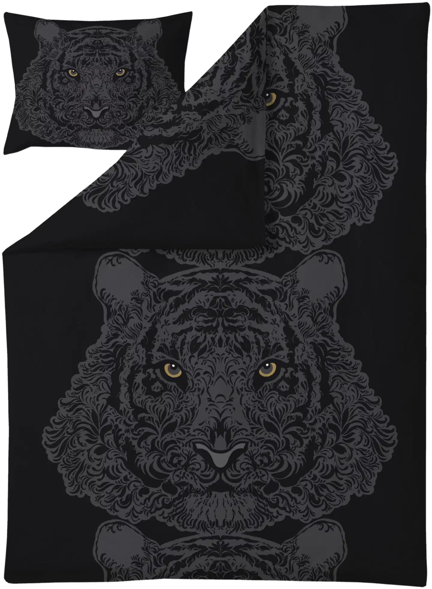 Vallila satiinipussilakanasetti Tiikeri 150x210 cm musta