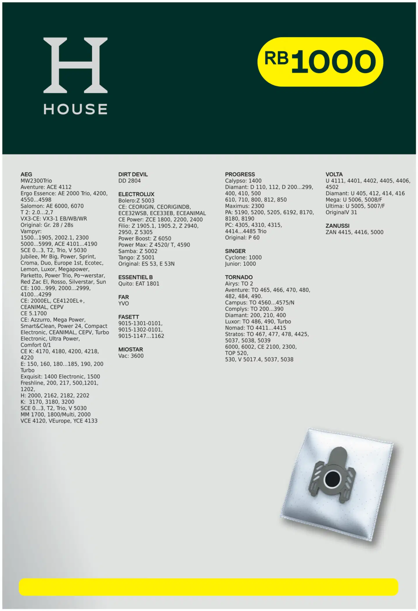 House RB1000 pölypussi 4 kpl + moottorisuodatin - 4