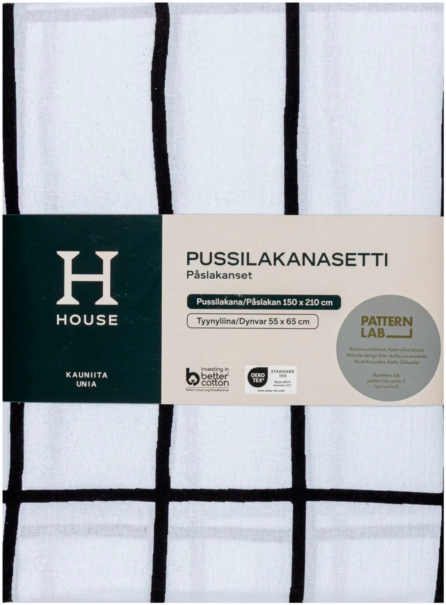 House pussilakanasetti Elonkorjuu 150 x 210 + 55 x 65 cm valkoinen PatternLab - 2