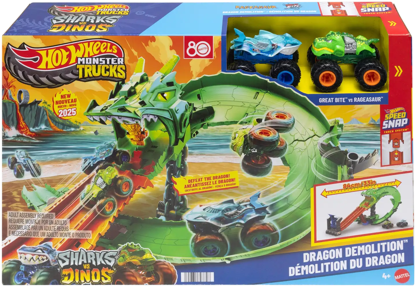 Hot Wheels Monster Trucks Dragon Destruction -Autorata - 2