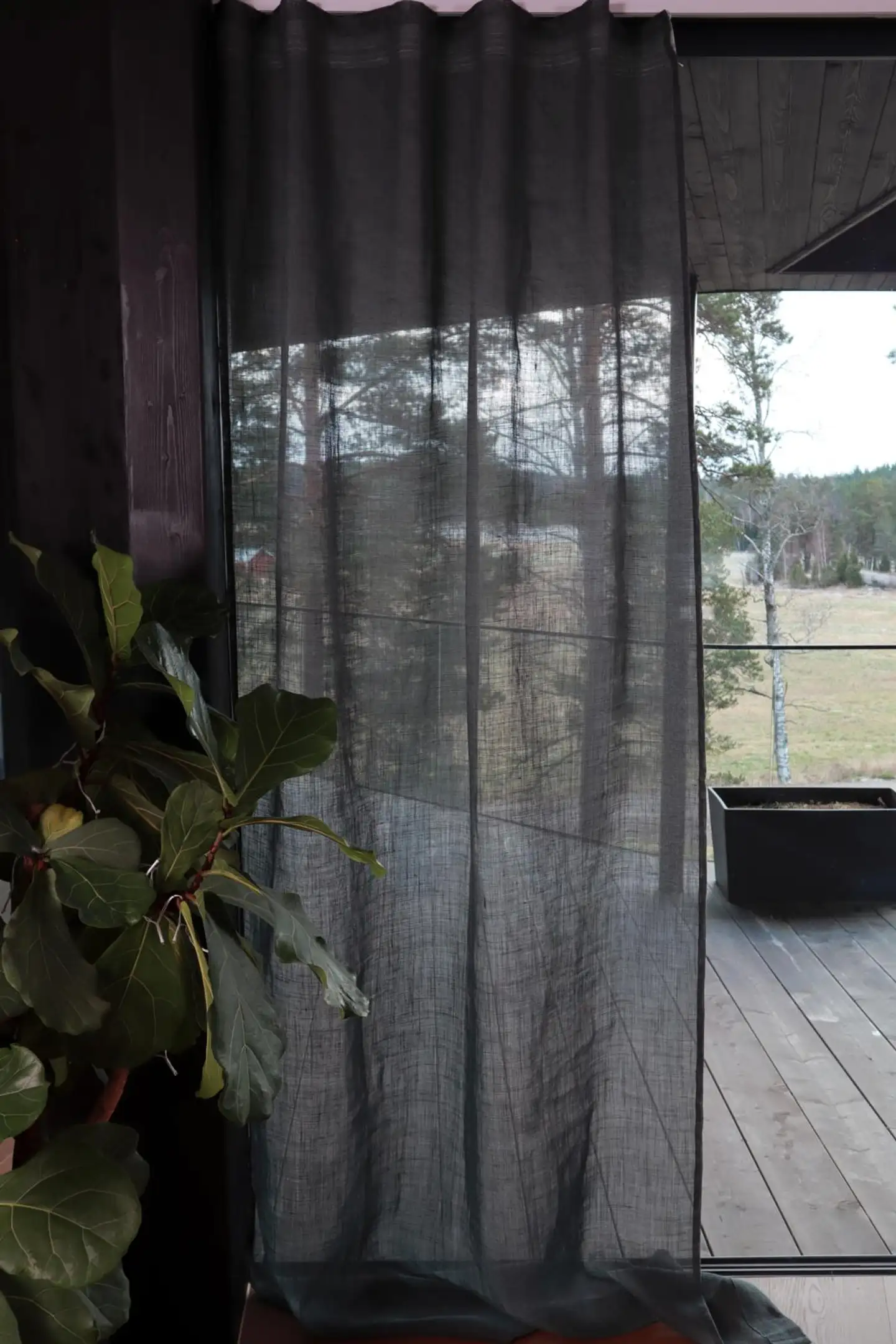 Ihanin pellavaverho 100% tummanharmaa 140 x 280 cm - 1