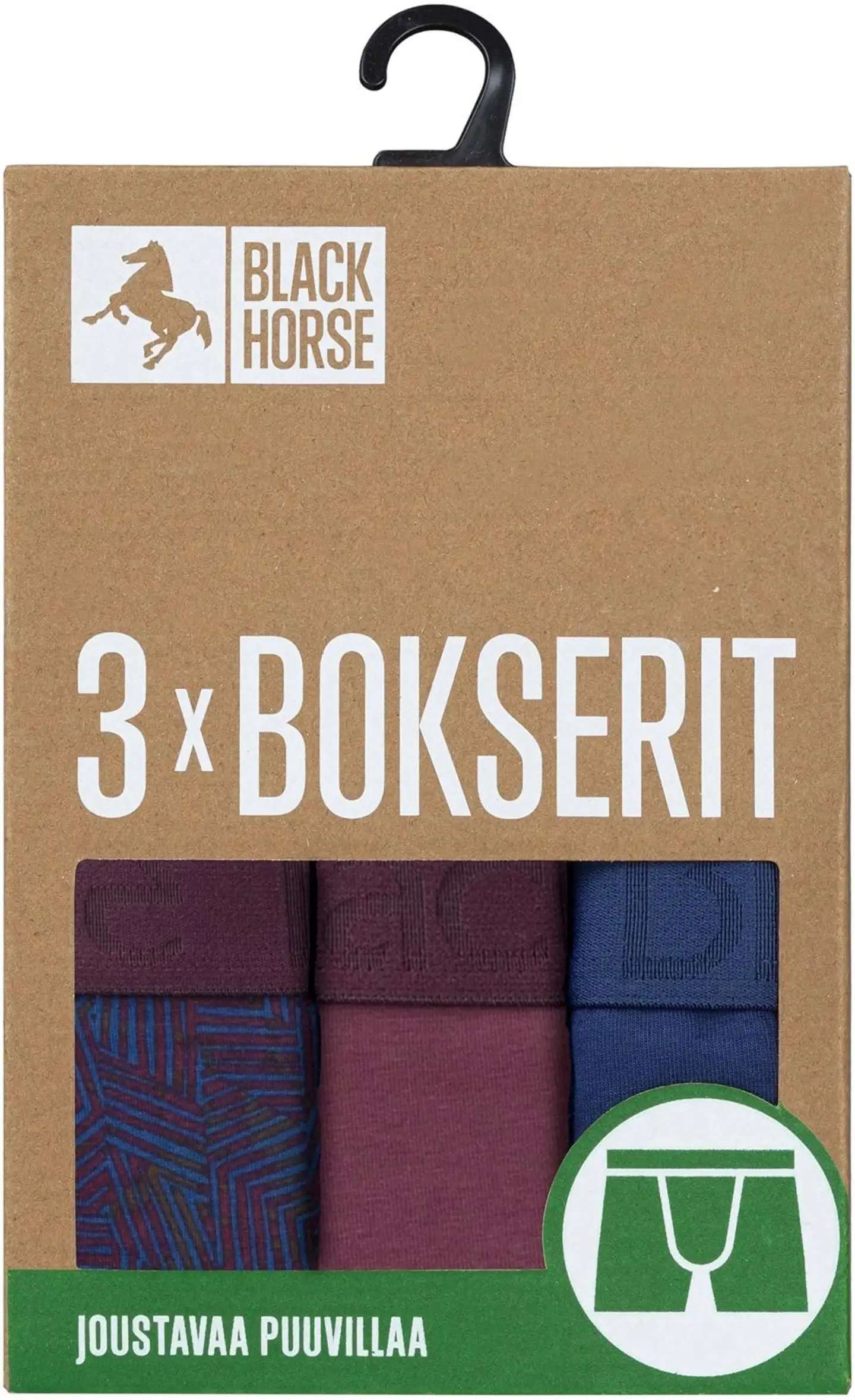 Black Horse miesten bokserit 3-pack I153 - DarkMaroon - 2