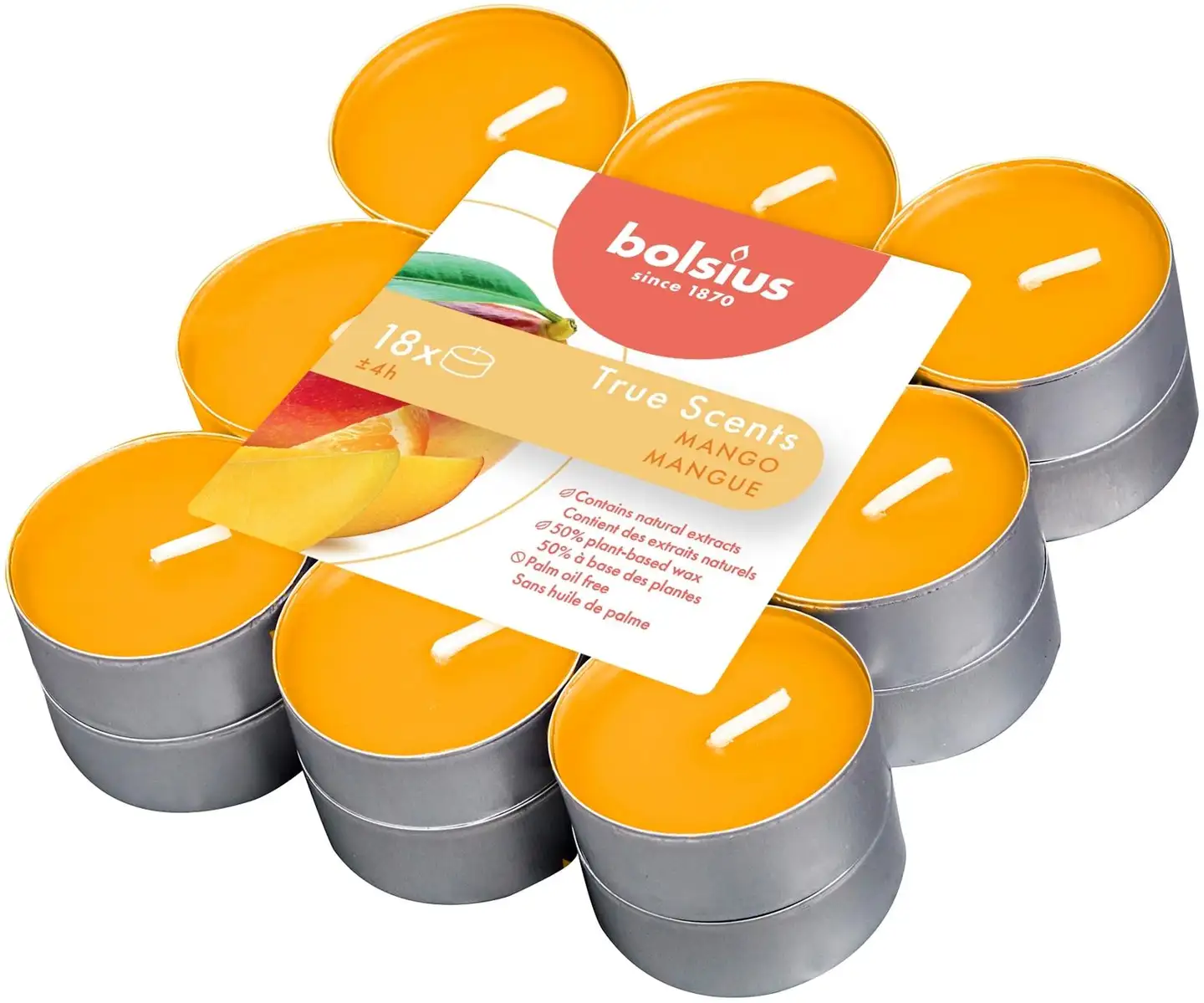 Bolsius True Scents – tuoksulämpökynttilät – Mango – oranssi – 18 kpl/pakkaus