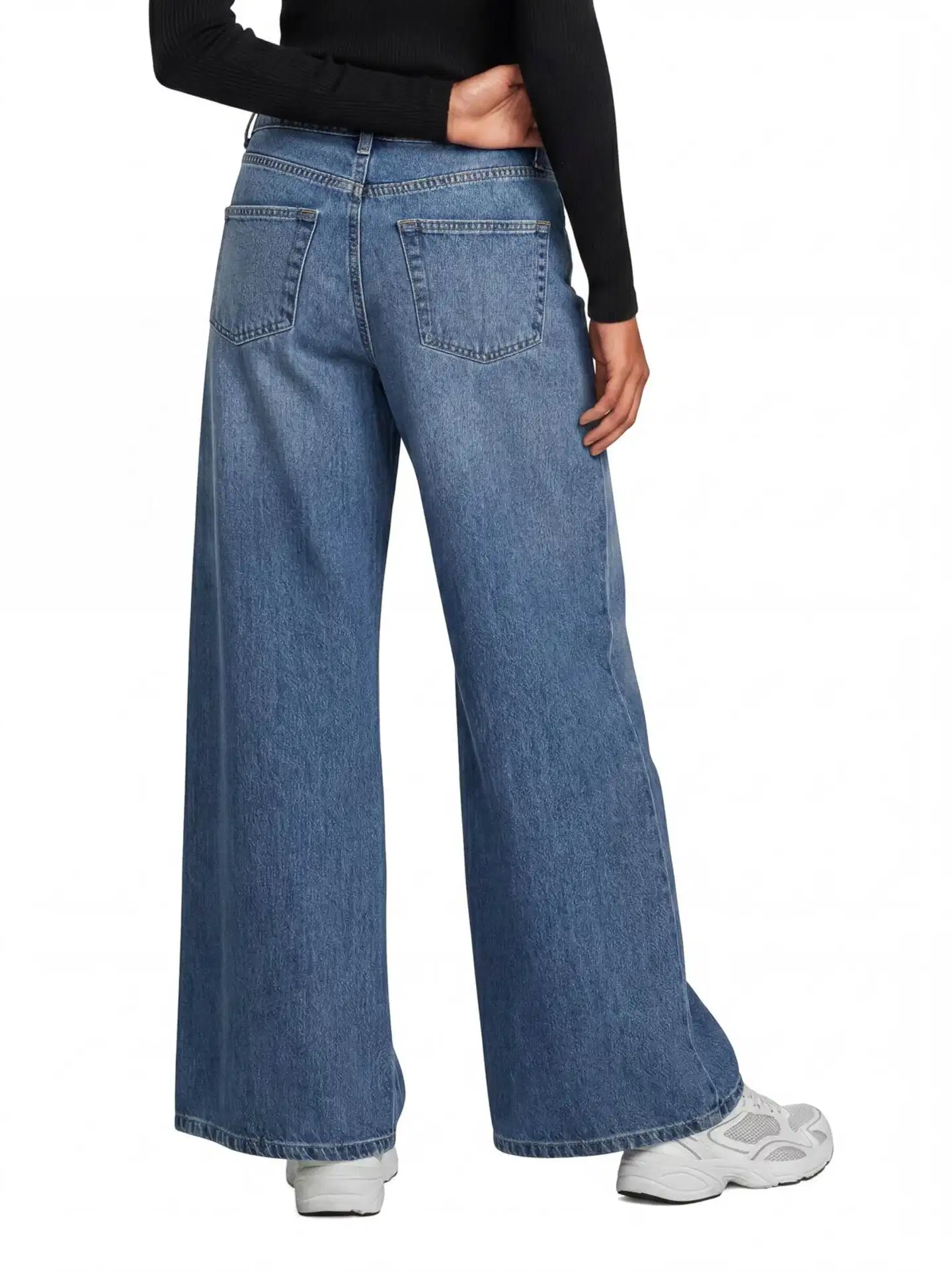 WKLY. naisten leveät farkut 222W282682 - Denim blue - 3