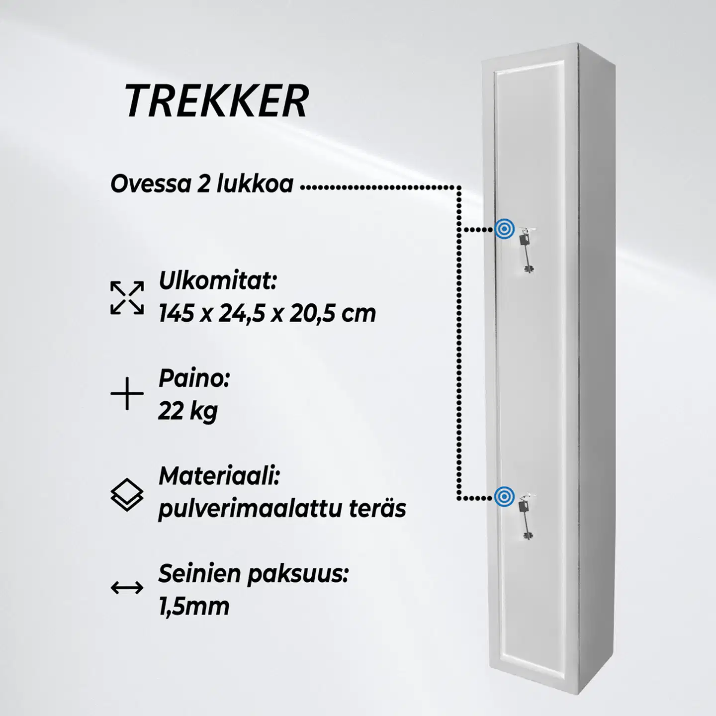 Trekker asekaappi 3 aseelle as300, valkoinen - 5
