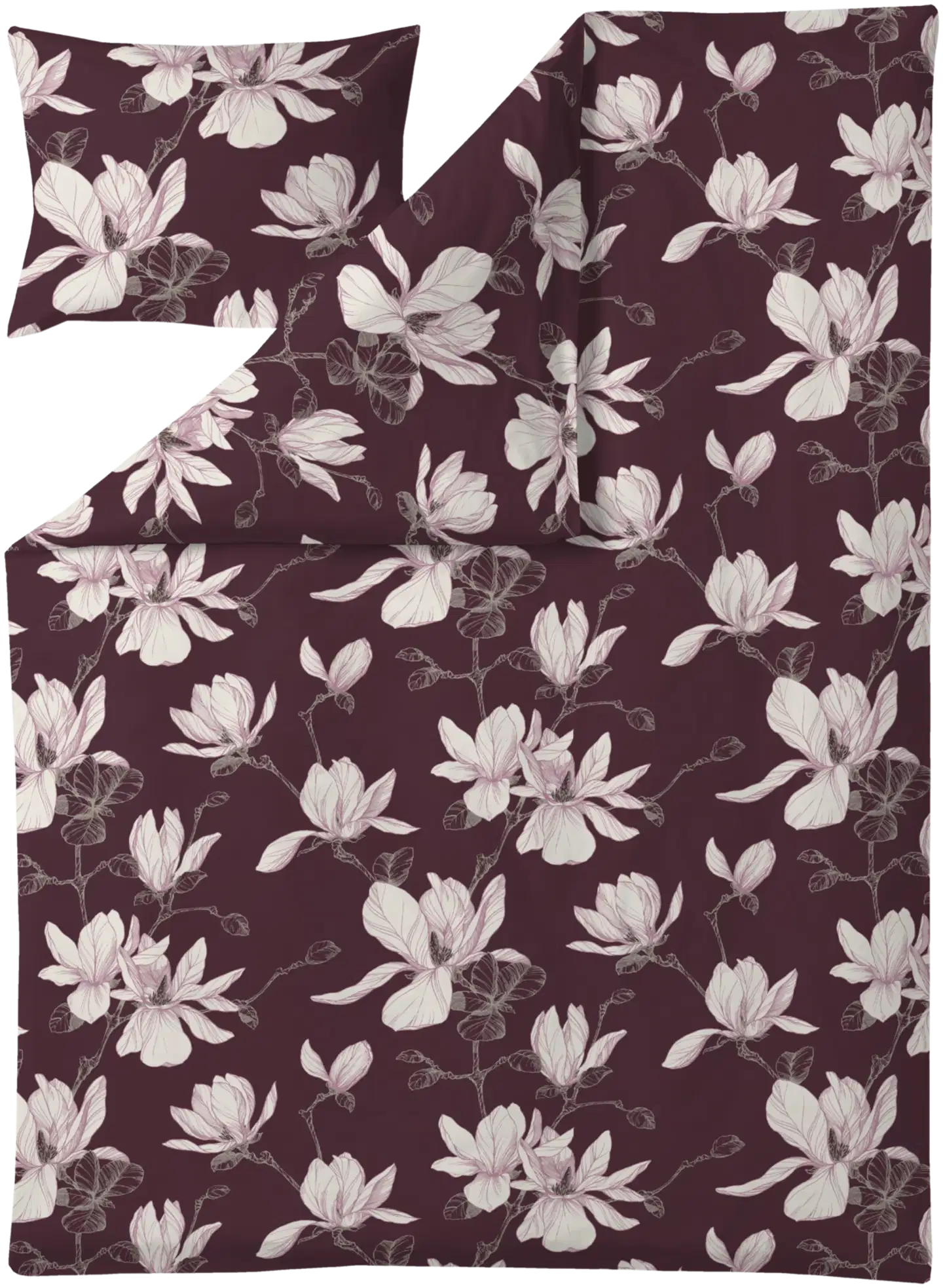 Finlayson satiini pussilakanasetti Magnolia  150X210+50x60  viininpunainen-roosa