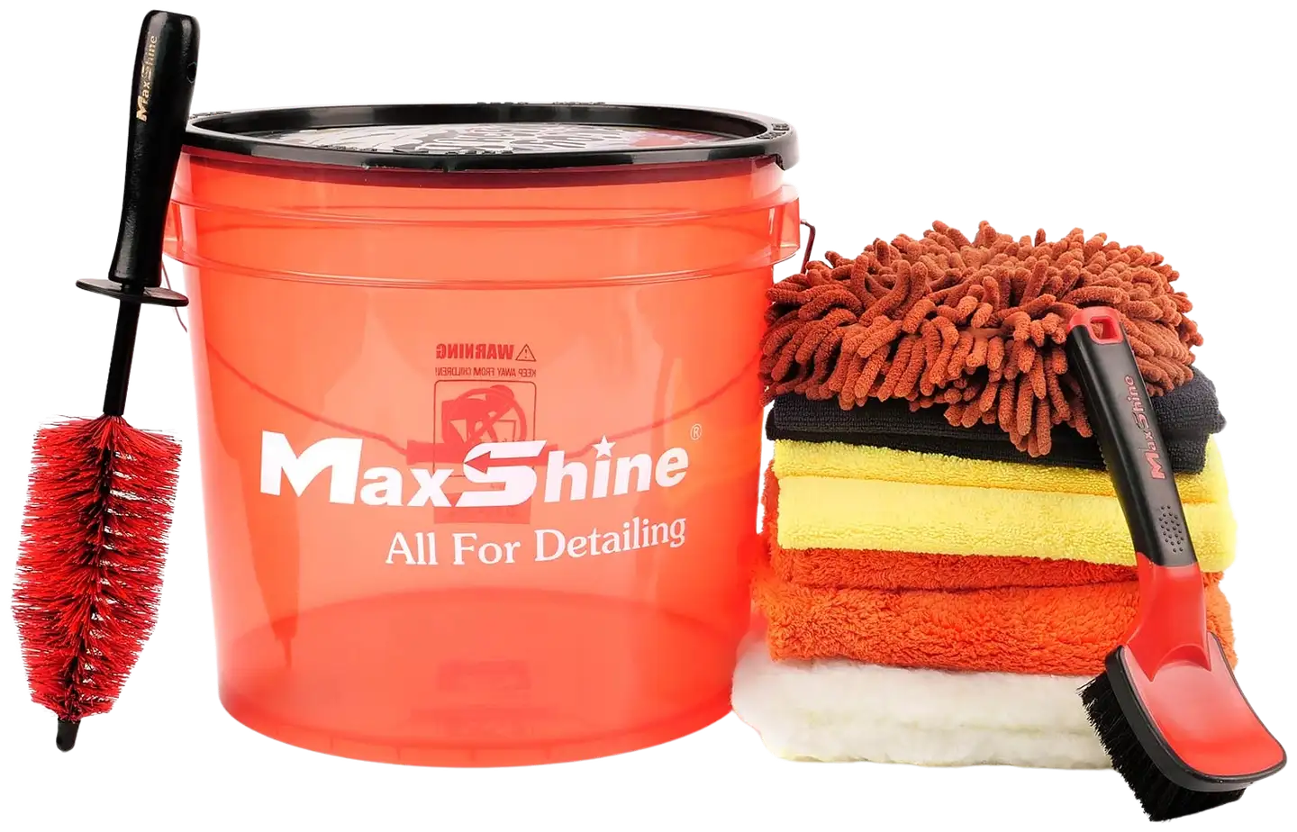 Maxshine MSB10 autonpesusetti – 13L sanko kannella, pesukinnas, vanne- ja rengasharjat, synteettinen villatyyny, 6 mikrokuituliinaa, täydellinen paketti - 1