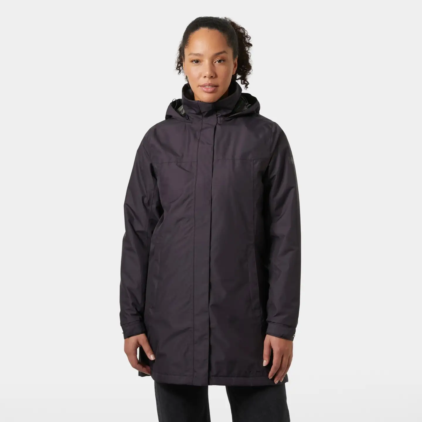 Helly Hansen naisten pitkä kevytvanutakki Westport Ins Coat - Black grape - 3