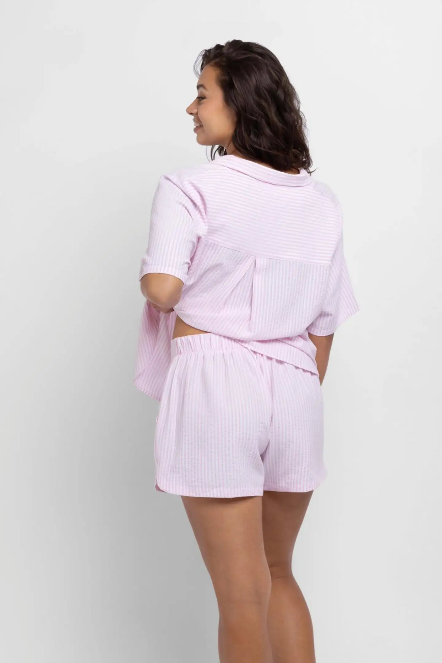 Dorina naisten pyjamashortsit Diana FXSH0044 - WHITE / PINK PRINT - 3