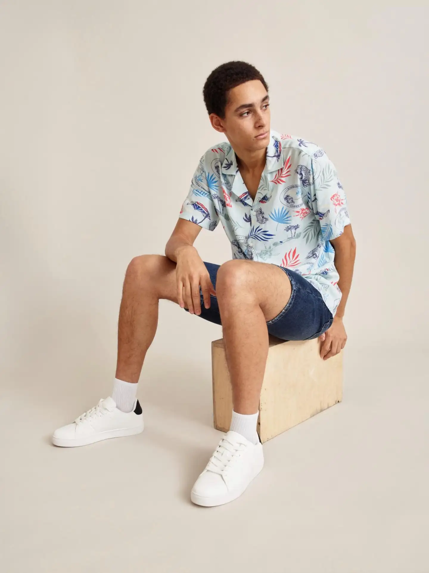 WKLY. miesten lyhythihainen Hawaii-paita 194W152509 - Light Blue - 3
