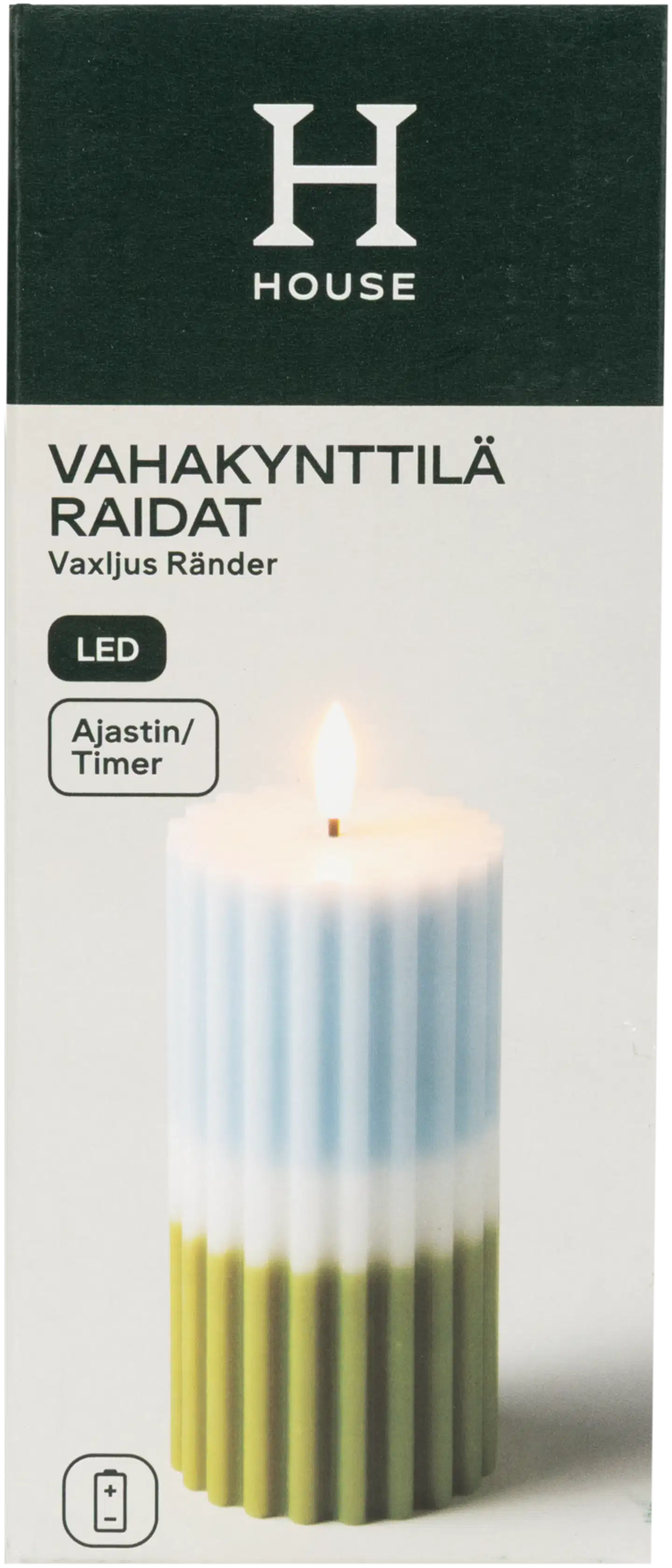 House LED-vahakynttilä Raidat 15 cm vaaleansininen - 1