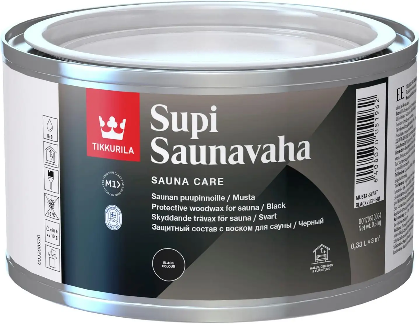 Tikkurila Supi saunavaha 0,333l musta