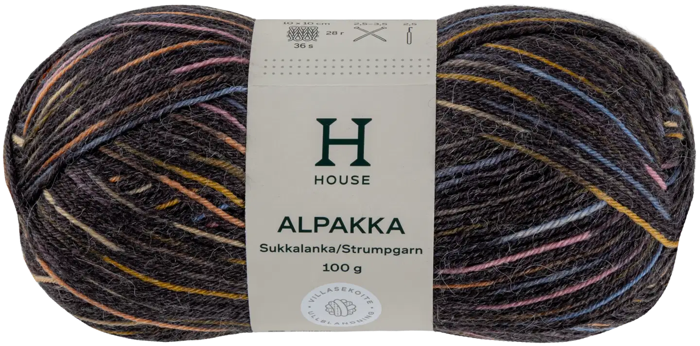 House sukkalanka Alpakka 100g CNE-1520 black/ pastel colors - 1