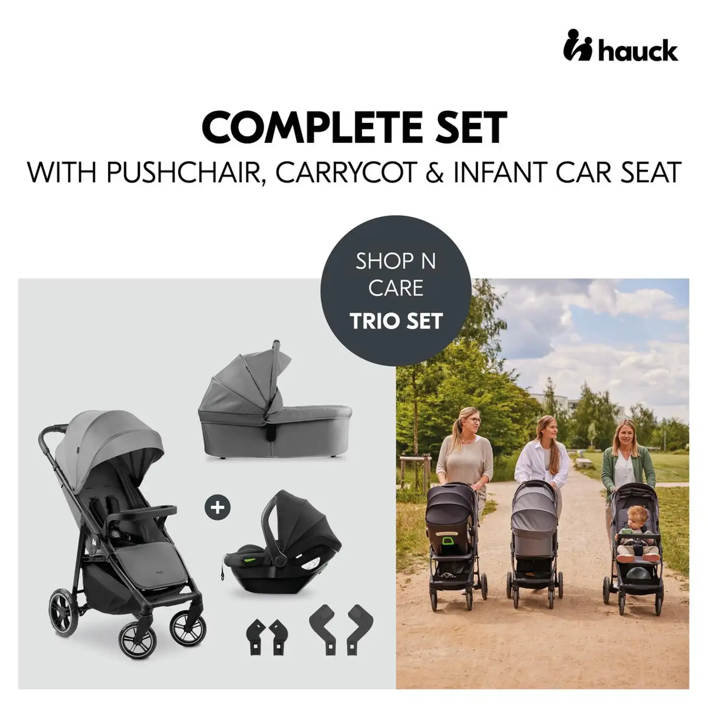 Hauck yhdistelmävaunut Shop N Care Trio Set 0-25 kg harmaa - 22