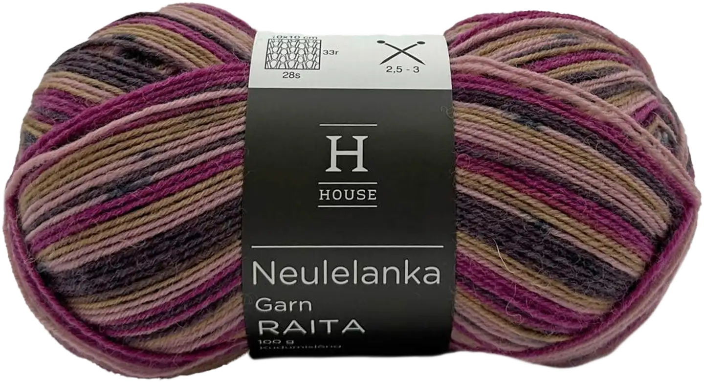 House sukkalanka Raita-kuvio 100 g Fuchsia/light pink/beige 82448