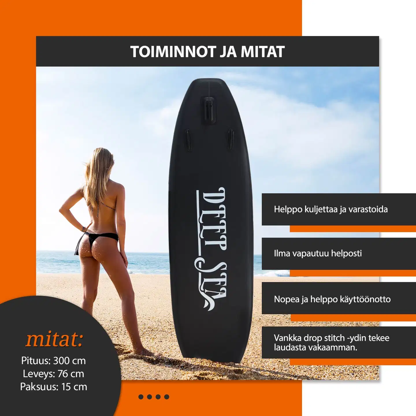 Deep Sea SUP-lautasetti Pro, musta - 5