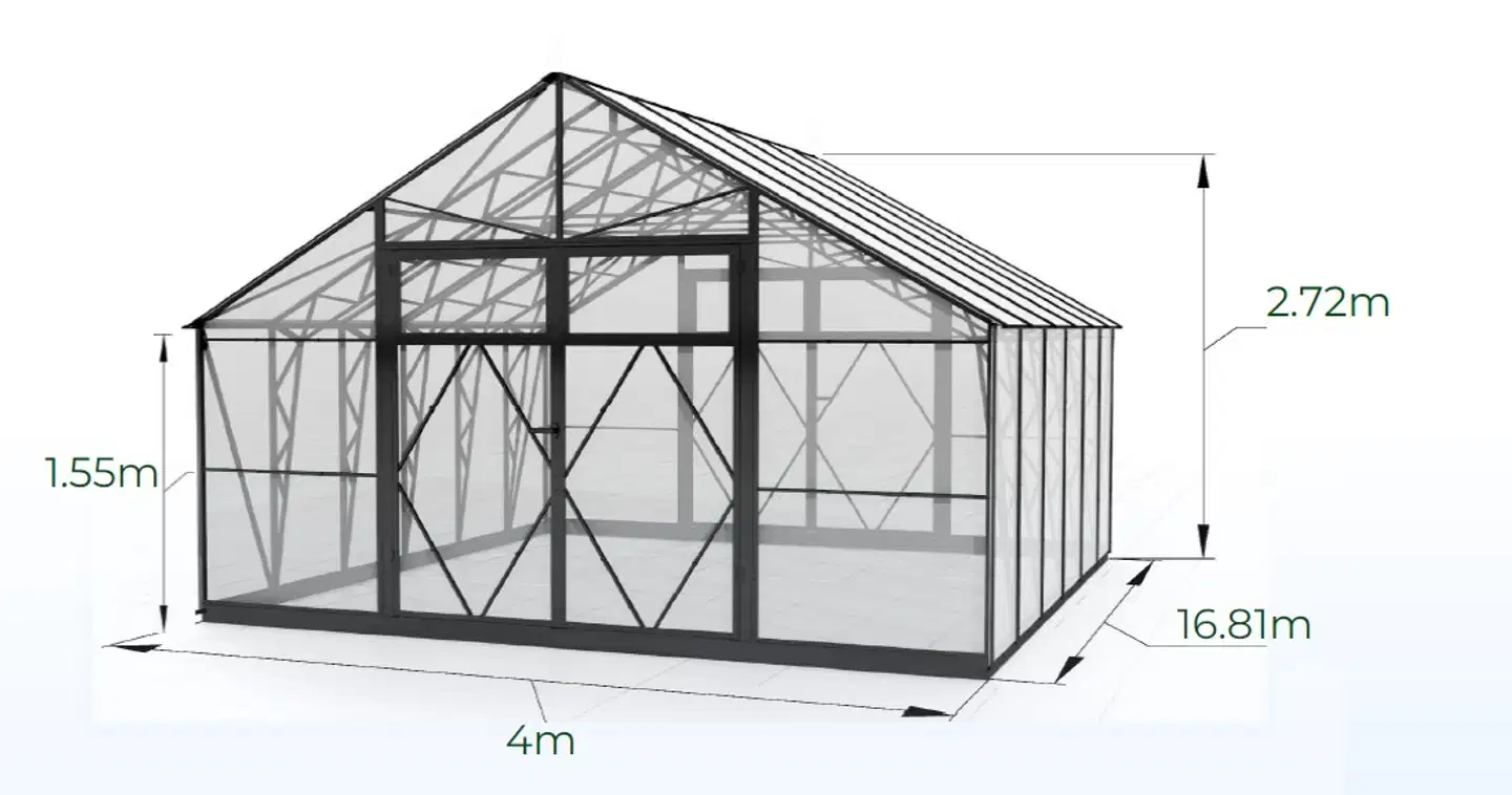 Ecoslider kasvihuone DD 4.0 X 16.81 - 4