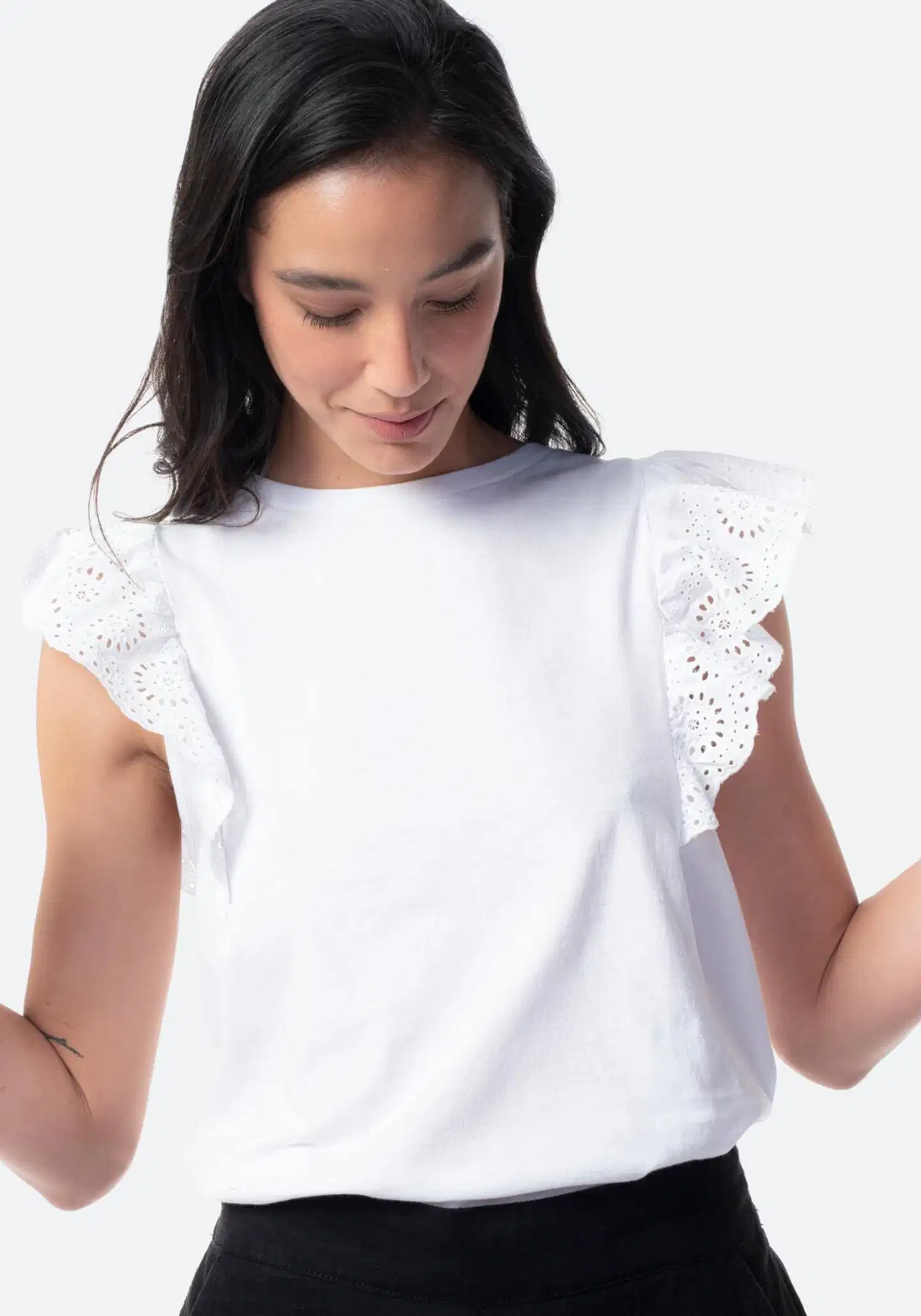 TEX naisten frillatoppi I282731 - WHITE 1 - 4
