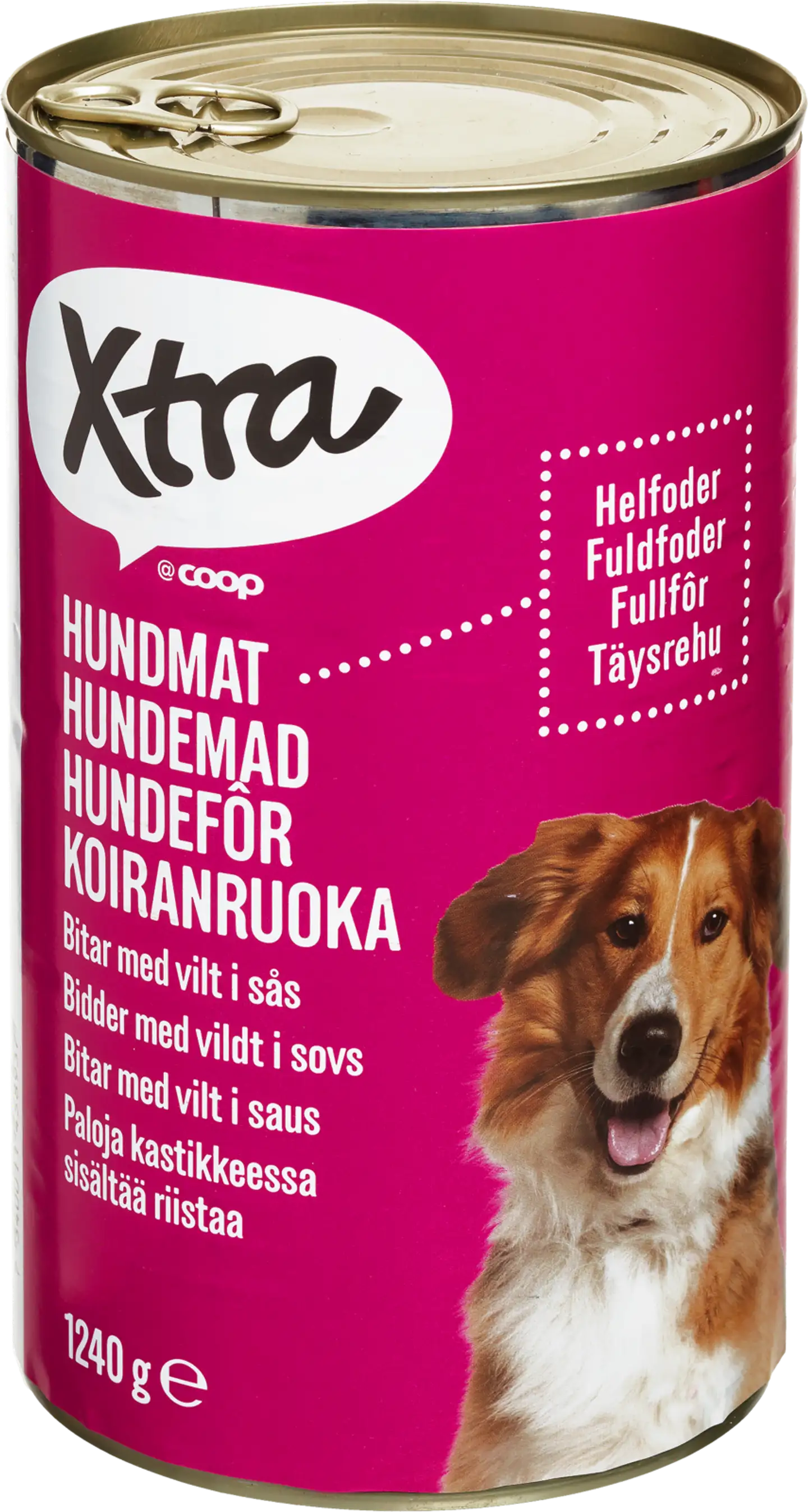 Xtra koiranruoka paloja kastikkeessa, sisältää riistaa 1240 g