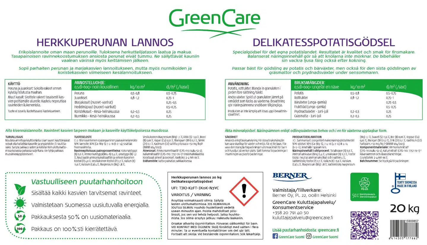 GreenCare Herkkuperunan lannos 20 kg - 2