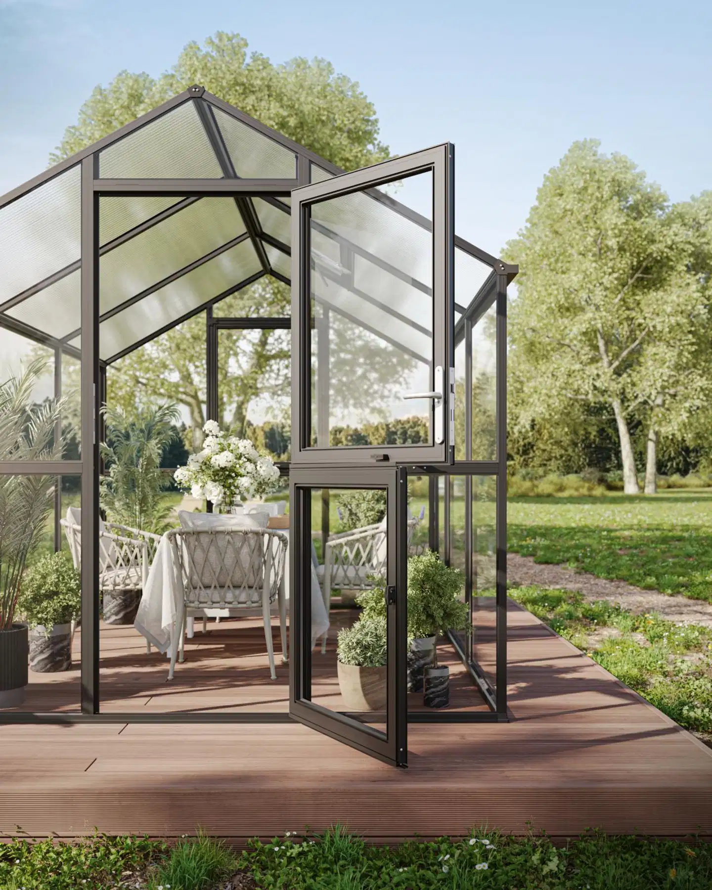 Kreative Gartentechnik kasvihuone Ortasia IV 12,74 m2 antrasiitinharmaa lasi - 8