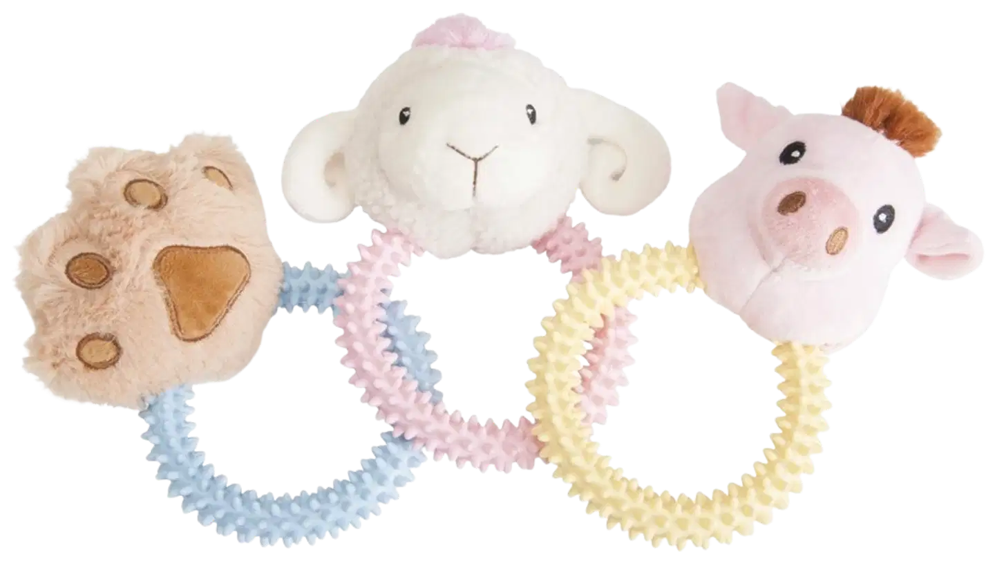 Camon koiran pehmolelu TPR- renkaalla 17cm