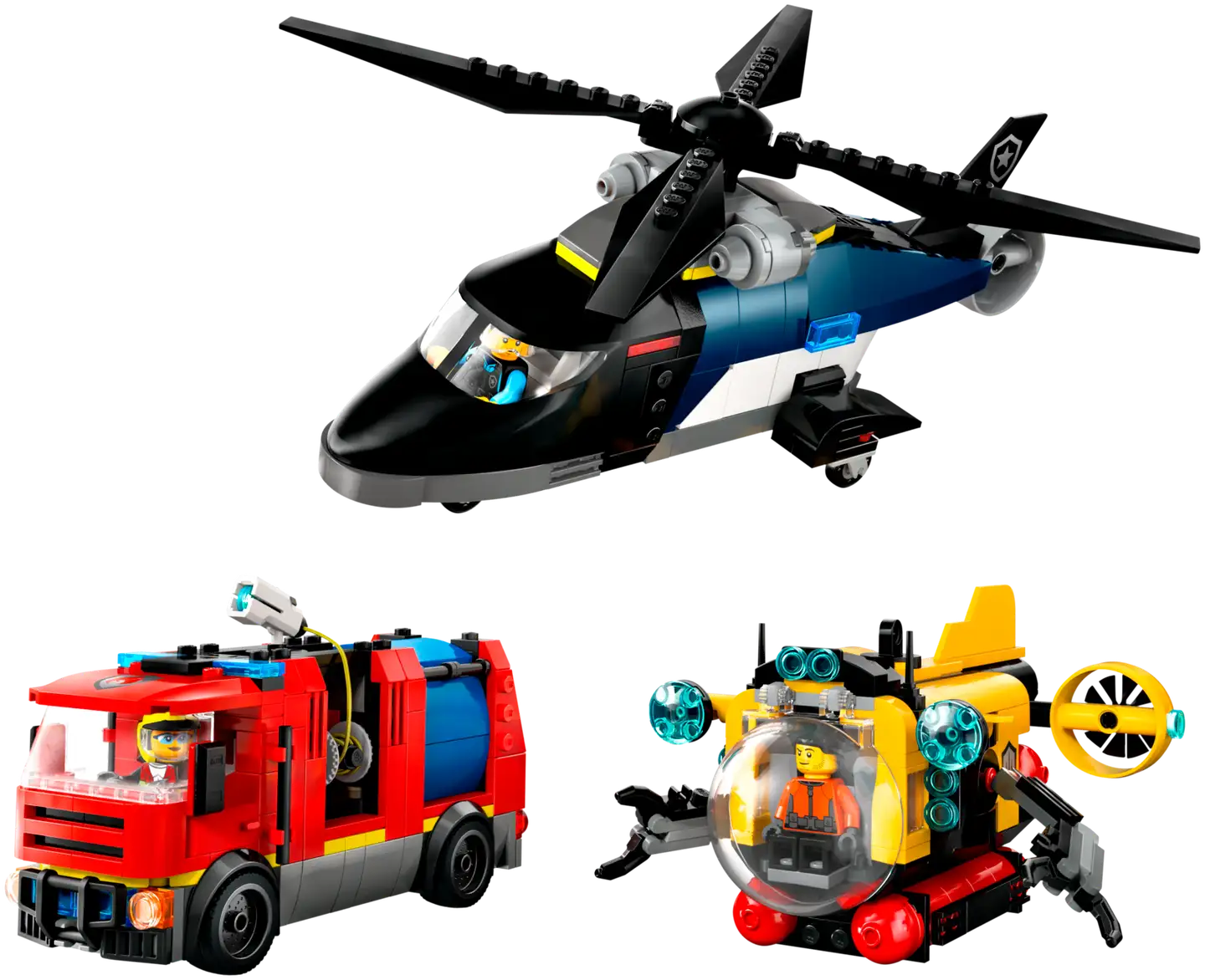 LEGO® City Great Vehicles 60462 Helikopteri, paloauto ja sukellusvene yhdessä - 4