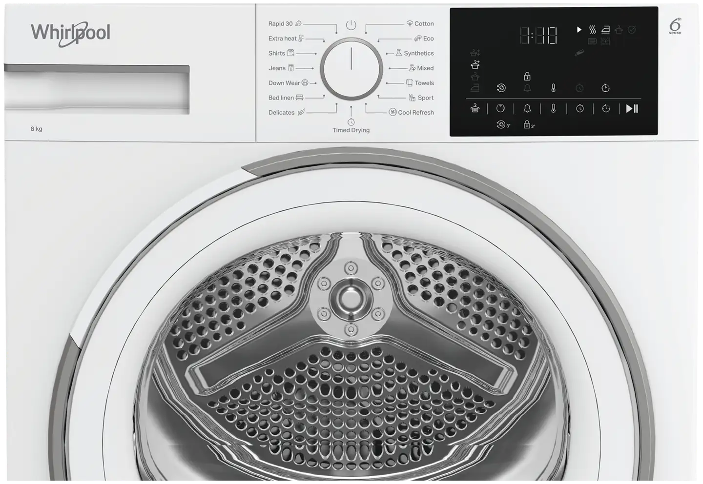 Whirlpool pesutorni AMM 86W EE pyykinpesukone + D8 6BDWW EE kuivausrumpu, valkoinen - 5