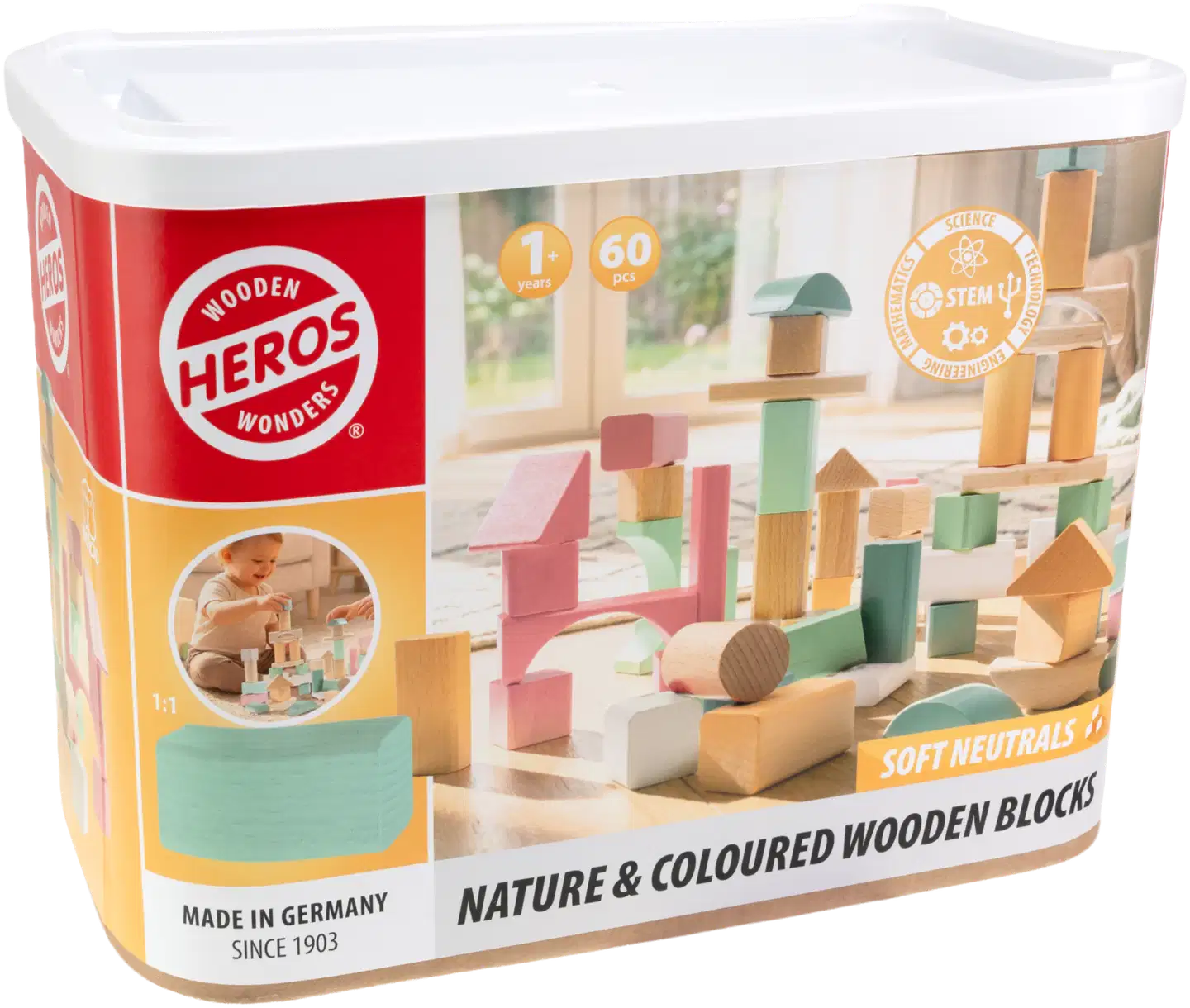 Heros Rakennussarja Soft Neutrals Puiset palikat 60 osaa - 3