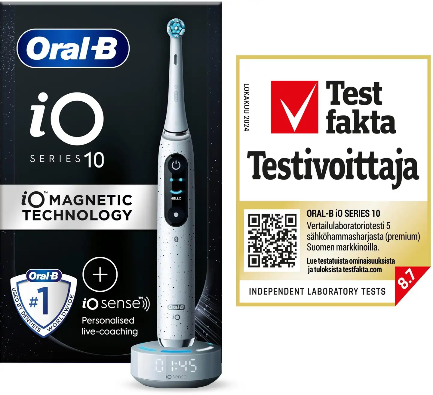 Oral-B iO 10 Stardust White -sähköhammasharja, 1 vaihtoharja, 1 lataava matkakotelo, Designed by Braun - 2