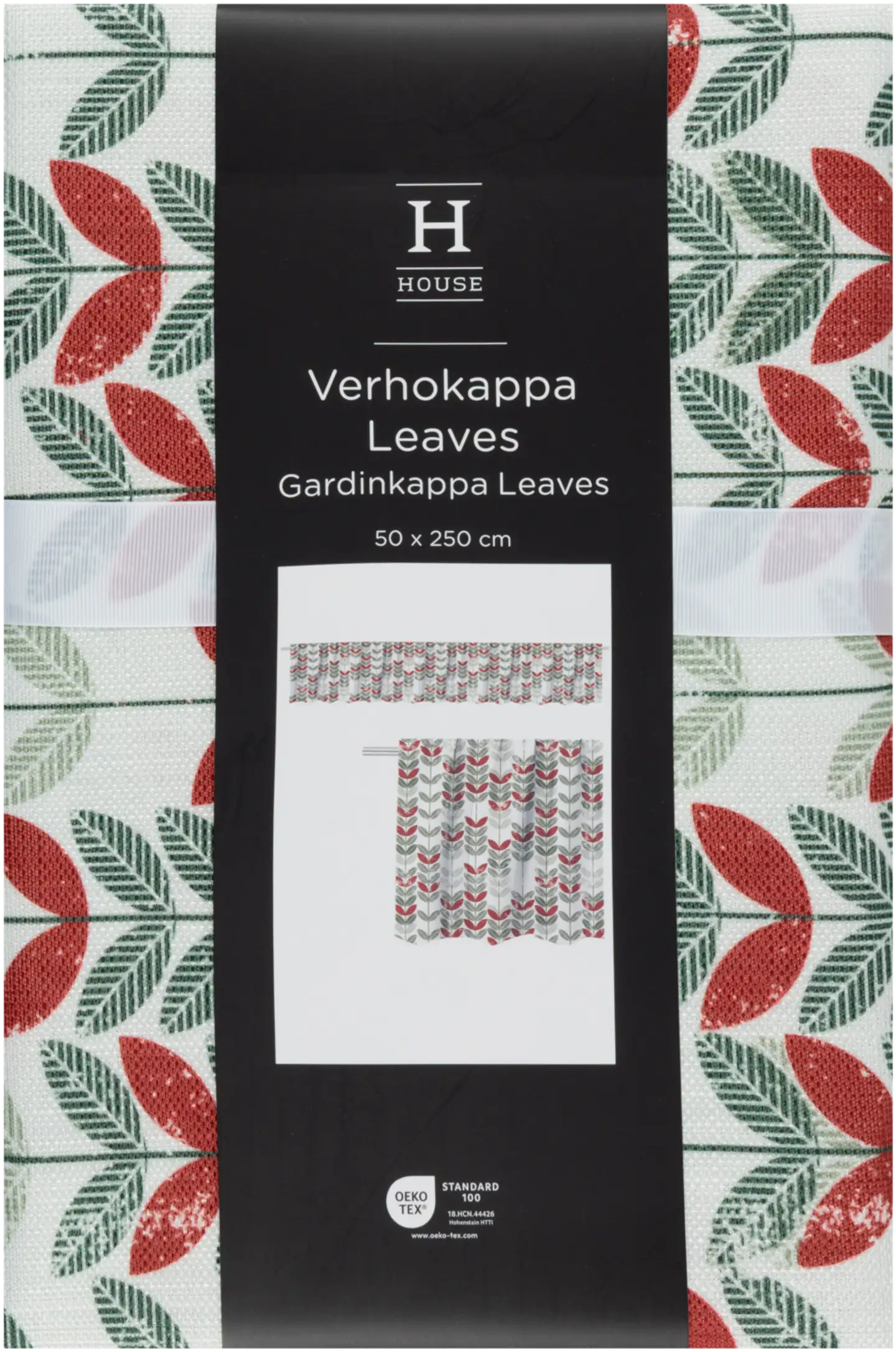 House verhokappa Leaves 250x50 cm valkoinen/ vihreä/ punainen - 1