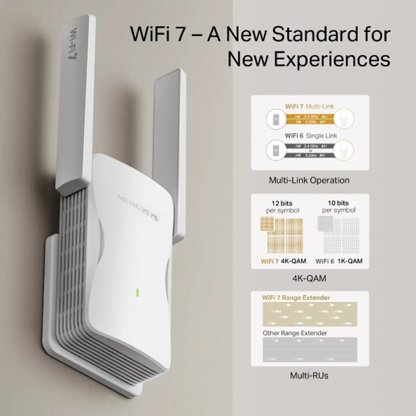 Mercusys ME25BE WiFi 7 kantamalaajennin - 8