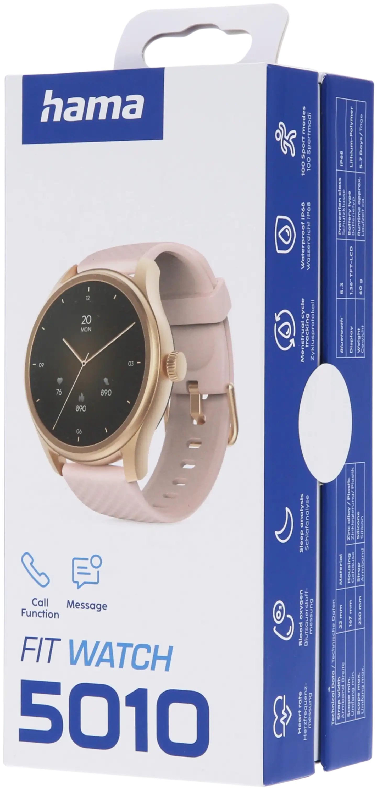 Hama Smart Watch 5010 älykello, TFT 1.38", IP68, kulta/roosa - 14