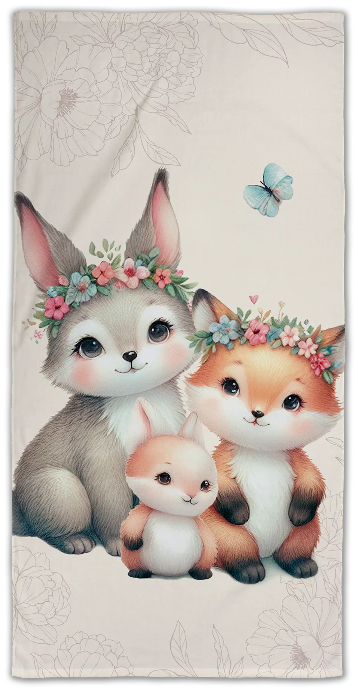 Ciraf lasten kylpypyyhe Bunny and Fox 70x140 cm - 1