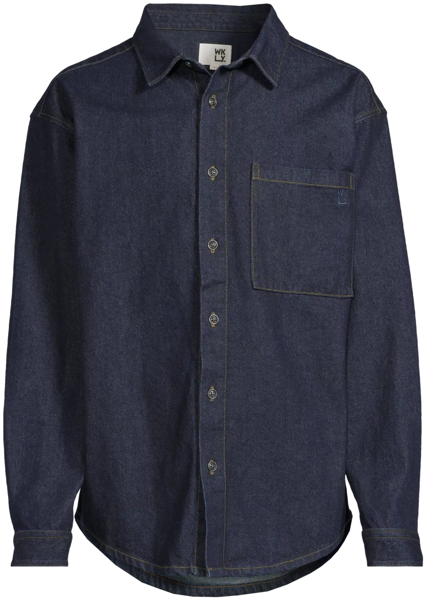 WKLY. miesten denim-paita, loose fit, painonappikiinnitys 194W312670 - Dk. blue denim - 2