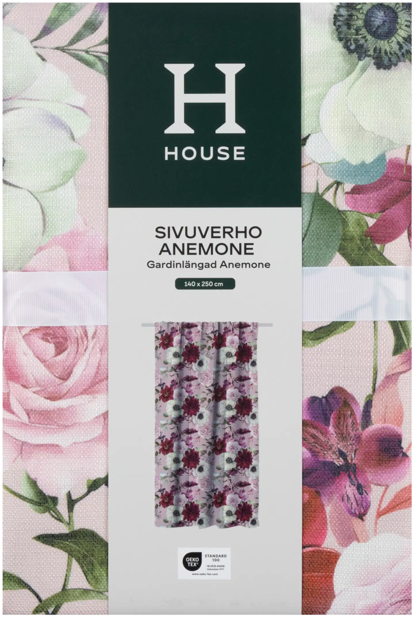 House sivuverho Anemone 140 x 250 cm v.punainen/valkoinen/punainen - 4