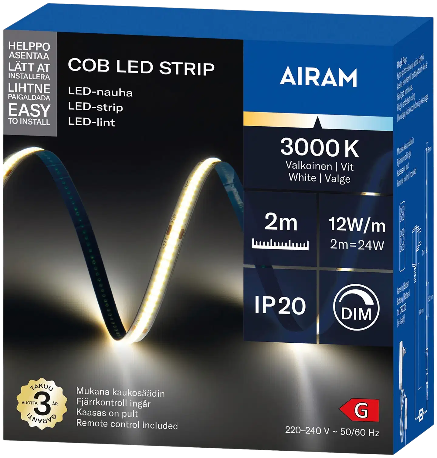 Airam COB LED Strip Led-nauha 24V IP20 830 2m - 2