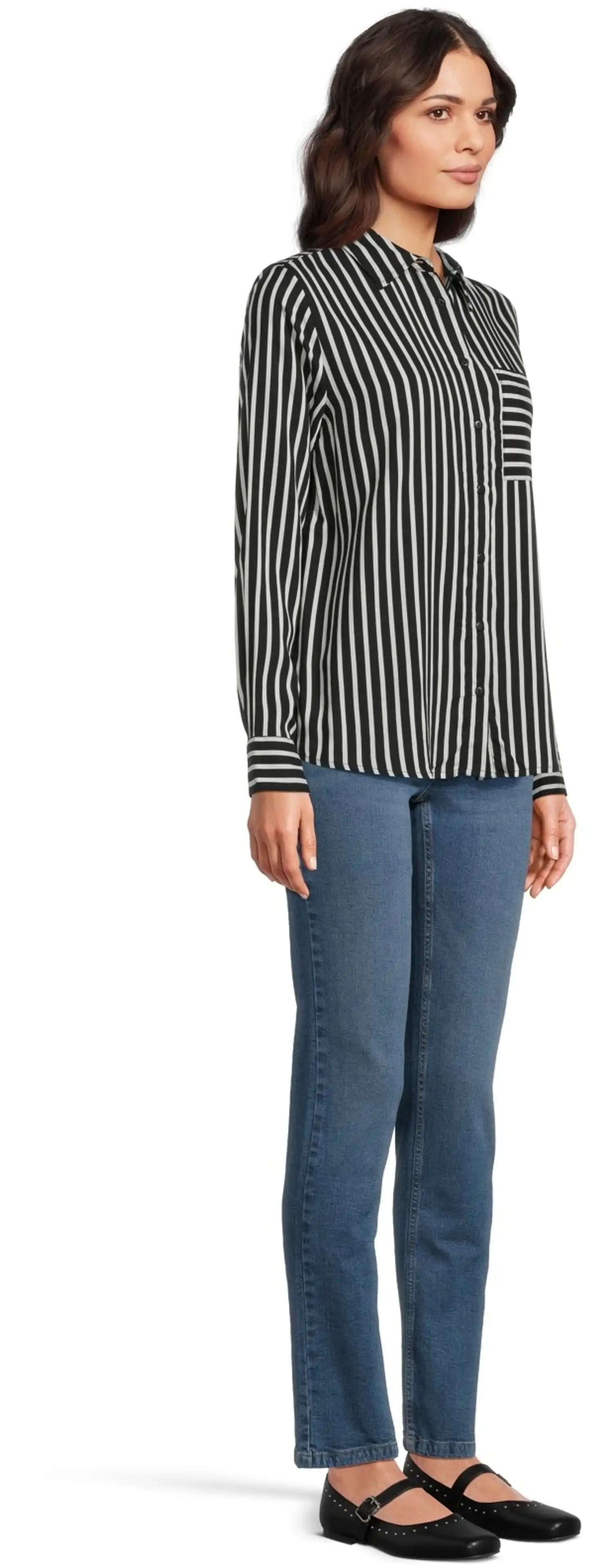 House naisten kauluspaita raita 228H260310 - Black white - 4