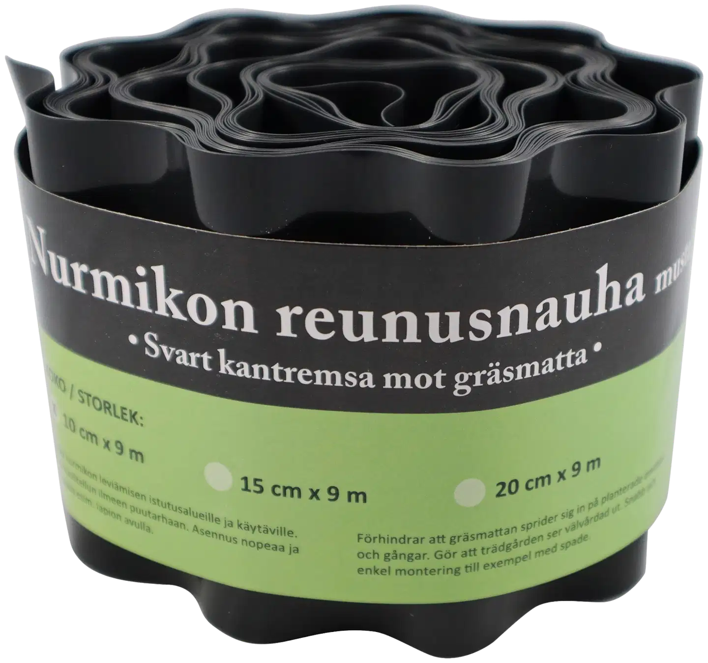 Nurmikon reunusnauha 10 cm x 9 m musta - 1