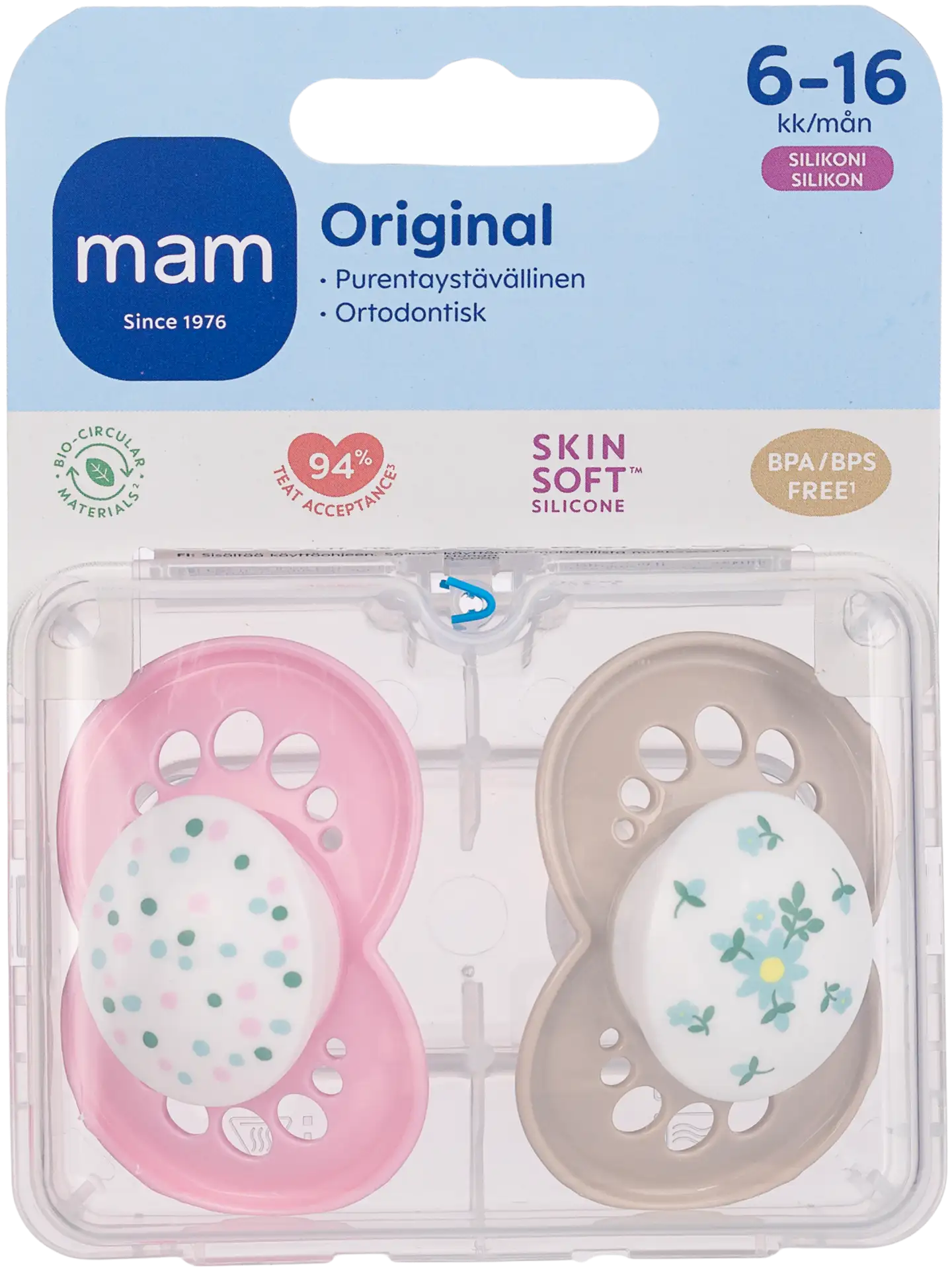 MAM Original 2kpl Silk Teat 6-16kk silikonitutti