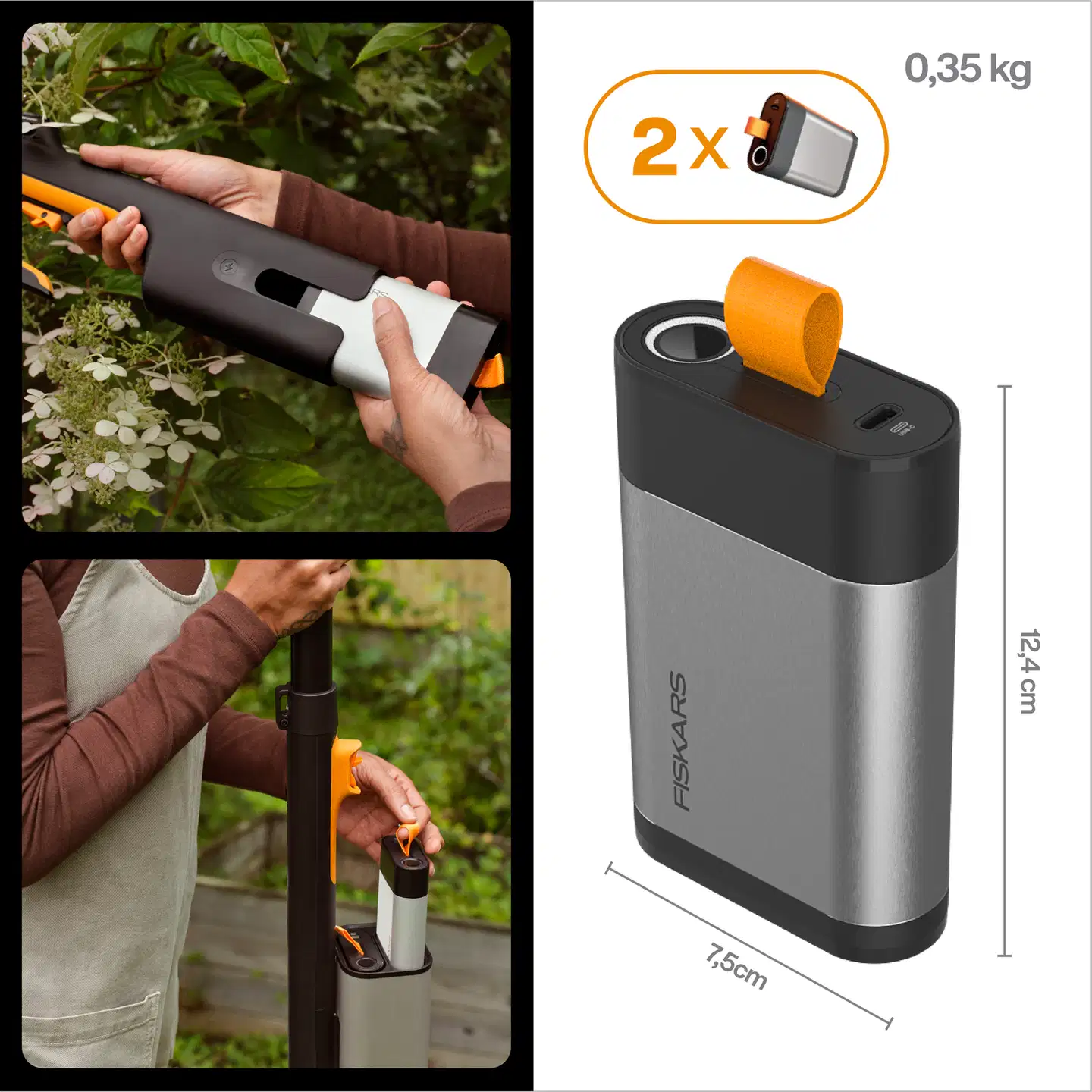 Fiskars akku 12V 4Ah, 2 kpl - 2