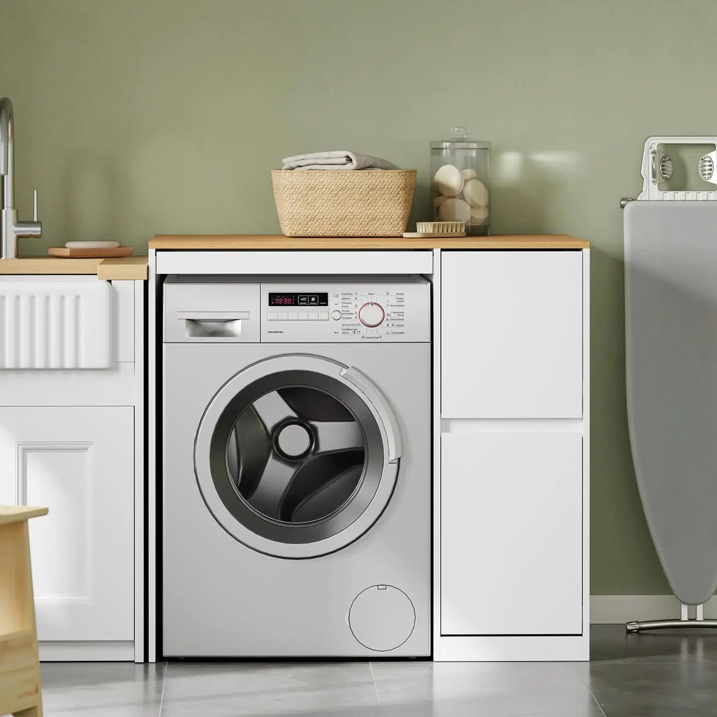 SoBuy pesukonekaappi valkoinen BZR223-WN - 6